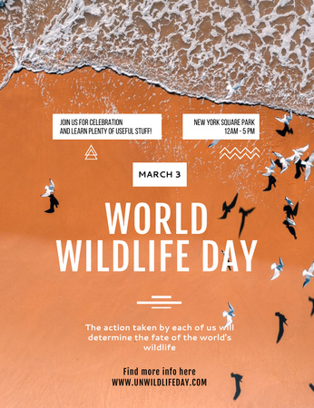 Announcement Of World Wildlife Day Celebration Invitation 13.9x10.7cm Design Template
