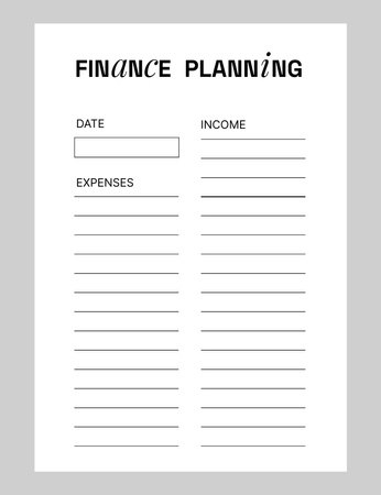 Plantilla de diseño de Planificador de planificación financiera con marco gris Notepad 107x139mm 