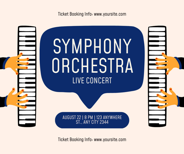 Ontwerpsjabloon van Facebook van Announcement for Live Concert of Symphony Orchestra