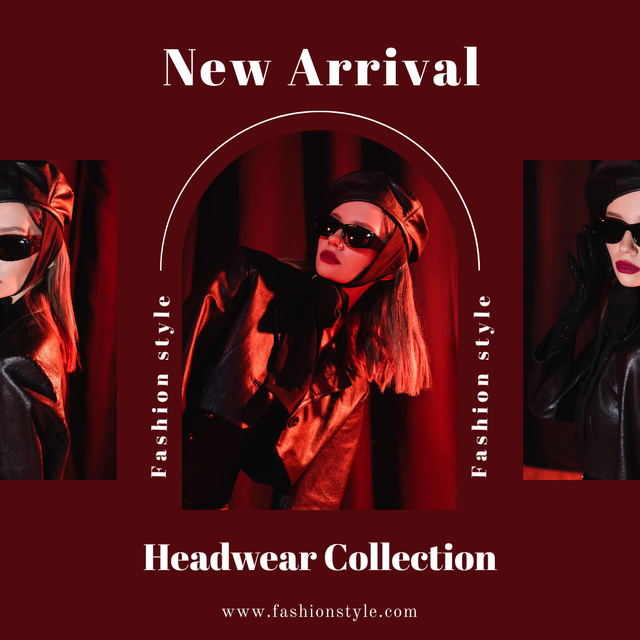 New Headwear Collection with Elegant Woman  Instagram Πρότυπο σχεδίασης