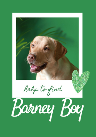 Lost Dog Information with Cute Labrador on Green Flyer A7 – шаблон для дизайну