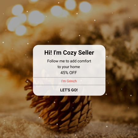 Winter Discount Offer with Pine Cone Instagram Design Template