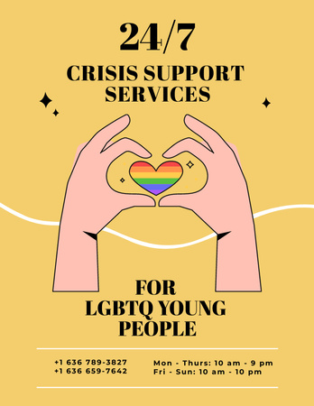 LGBT People Support Awareness with Hands showing Heart Poster 8.5x11in Design Template