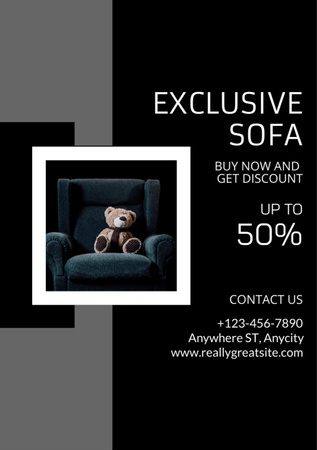 Platilla de diseño Furniture Ad with Cozy Sofa Flyer A7