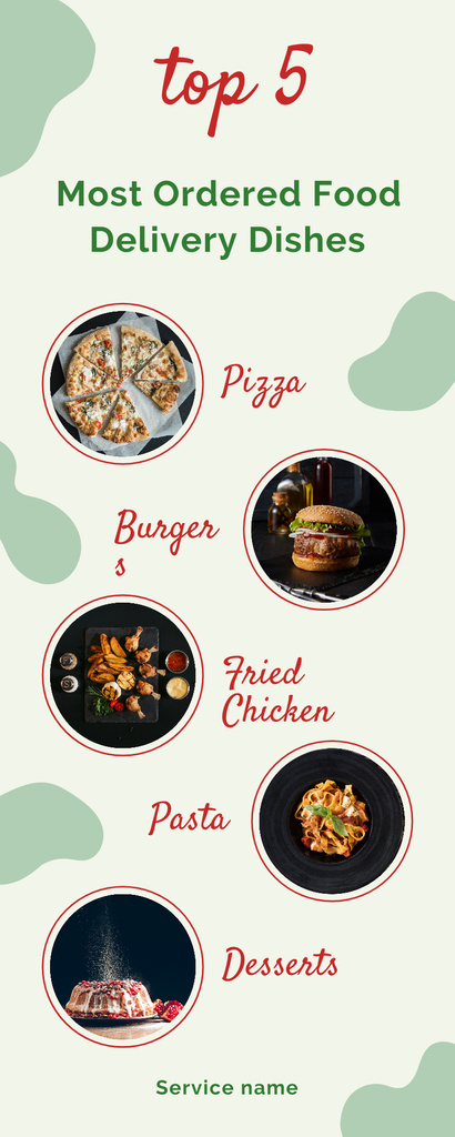 Top of Most Ordered Food Delivery Dishes Infographic Πρότυπο σχεδίασης