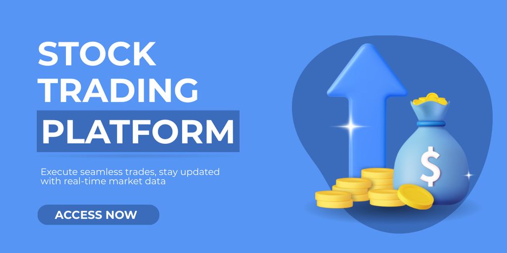 Stock Trading Platform Promo on Blue Image Šablona návrhu