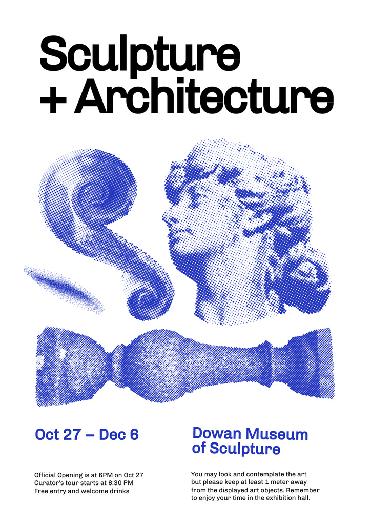 Sculpture and Architecture Exhibition Announcement Poster Design Template