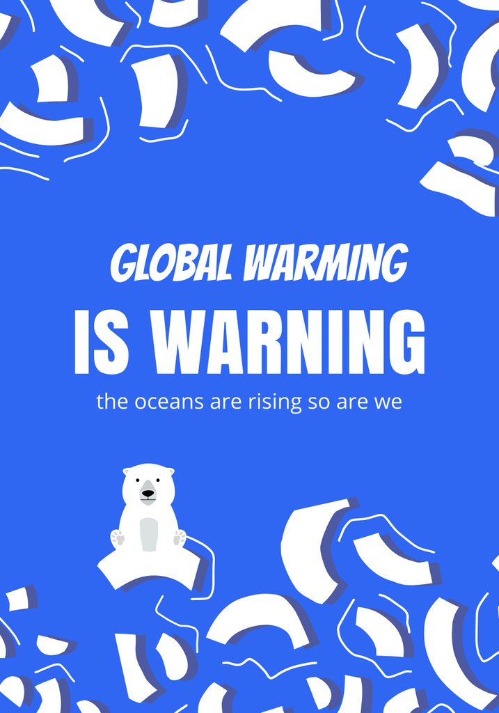 Global Warming Awareness with Polar Bear Poster 28x40in Design Template