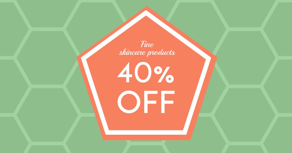 Skincare Products Discount Offer on Green Facebook AD Design Template