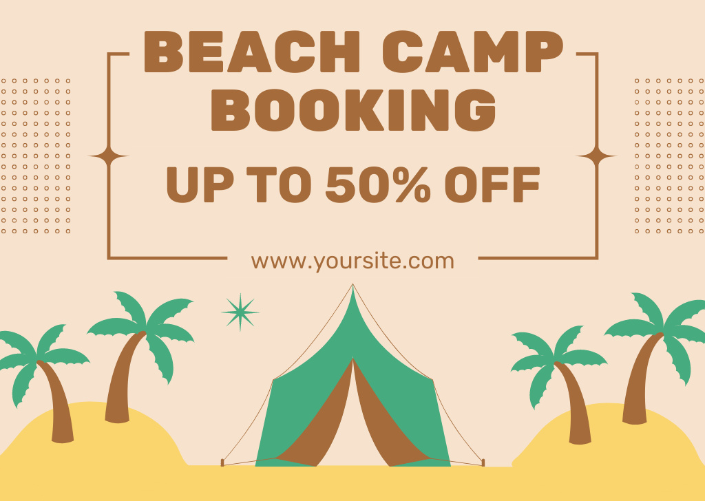 Beach Camp Booking Offer Card – шаблон для дизайна