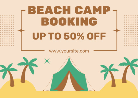 Beach Camp Booking Offer Card Modelo de Design