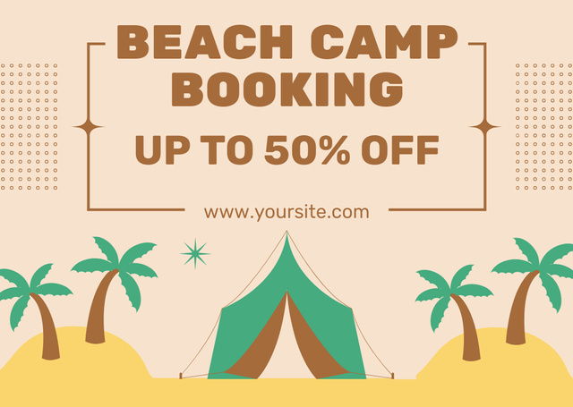 Beach Camp Booking Offer Card tervezősablon