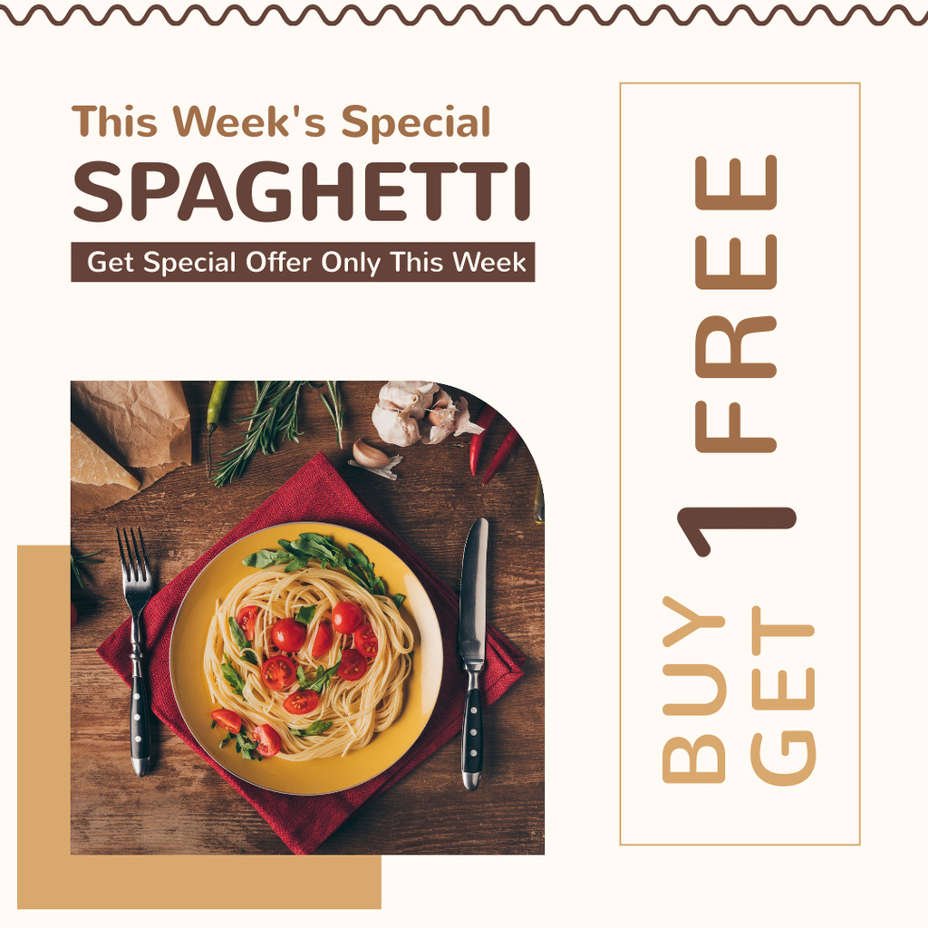 Deal of Week on Appetizing Italian Spaghetti Instagram Design Template