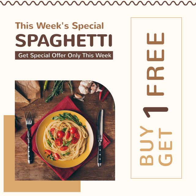 Deal of Week on Appetizing Italian Spaghetti Instagram Design Template