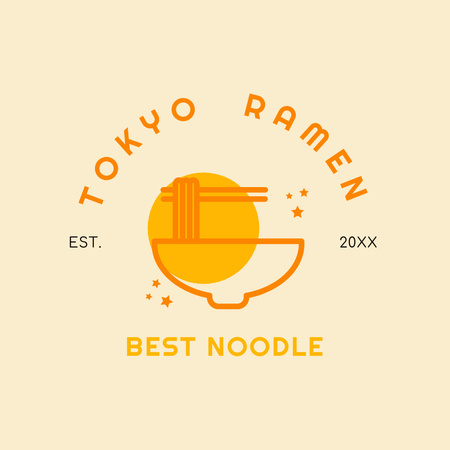 Plantilla de diseño de Tokyo Ramen Emblem In Yellow Logo 1080x1080px 