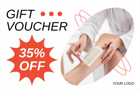 Discount on Leg Waxing with Wax Strips Gift Certificate Design Template