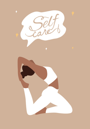 Woman Doing Yoga for Self Care Poster 28x40in Design Template