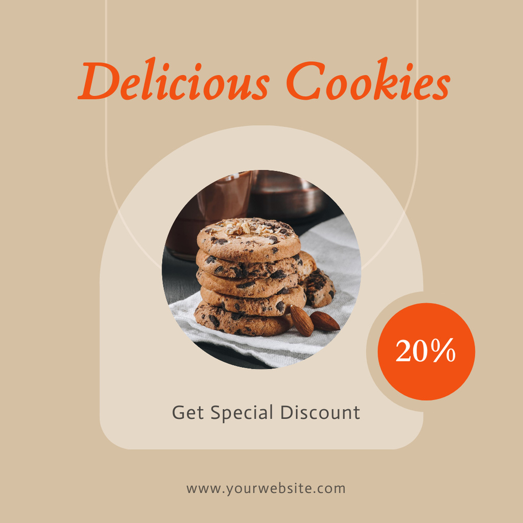 Chocolate Chip Cookies Discount Offer Instagramデザインテンプレート