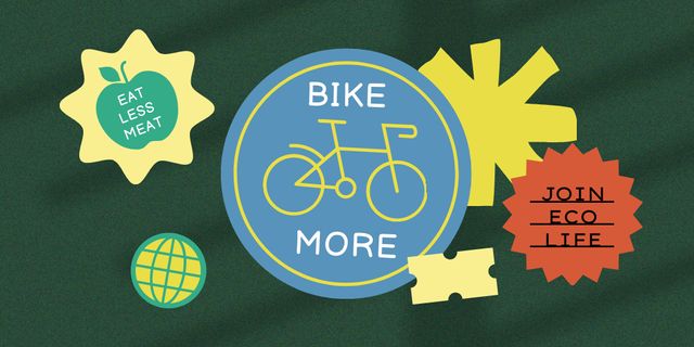 Ontwerpsjabloon van Twitter van Eco Lifestyle Concept with Bike and Apple icons