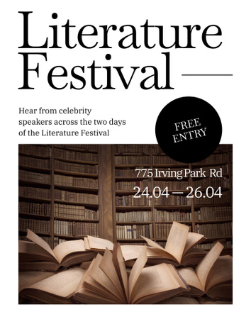 Literature Festival Announcement Poster 22x28in Design Template