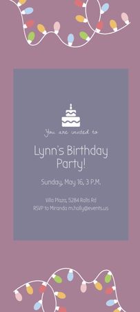 Platilla de diseño Birthday Party With Illustrated Garland Invitation 9.5x21cm