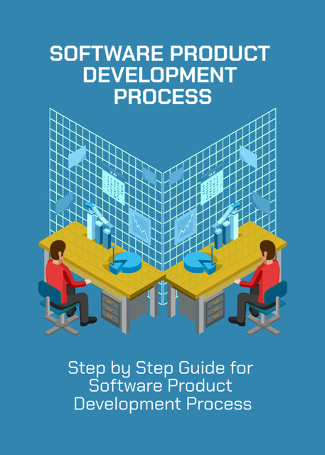Software development with Isometric Illustration and Graphics Flayer Design Template