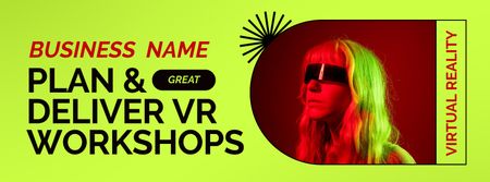 Woman in Virtual Reality Glasses Facebook Video cover Design Template