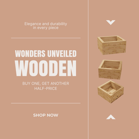 Durable Wooden Boxes Offer With Promo Animated Post Design Template