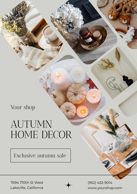 Exclusive Fall Sale Offer For Home Decor And Pumpkins Poster Design Template