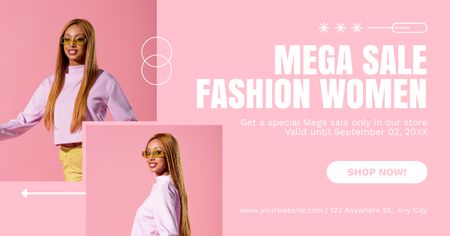 Designvorlage Mega Sale-Angebot der rosa Outfits-Kollektion für Damen für Facebook AD