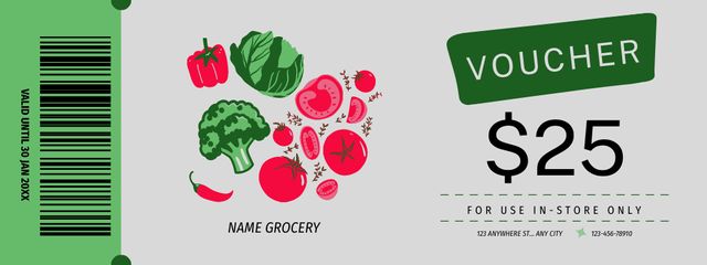 Discount For Fresh Veggies In Grocery Couponデザインテンプレート
