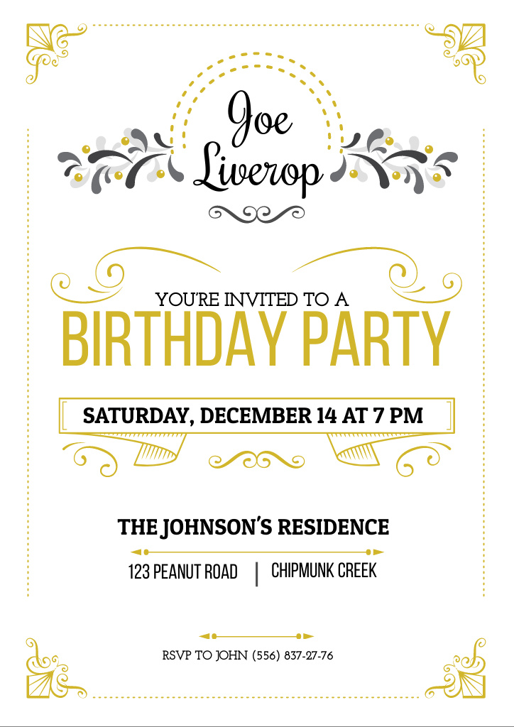 Birthday Party Invitation in Vintage Style Flyer A4 Modelo de Design