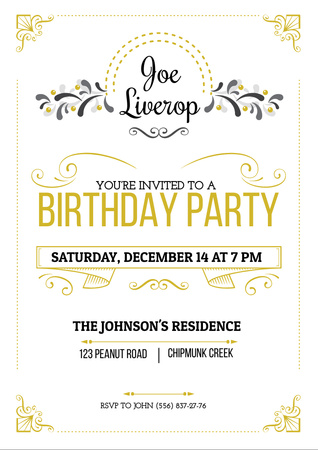 Ontwerpsjabloon van Flyer A4 van Birthday Party Invitation in Vintage Style