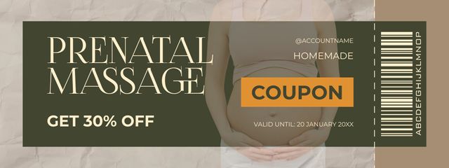Plantilla de diseño de Prenatal Massage Therapy Coupon 