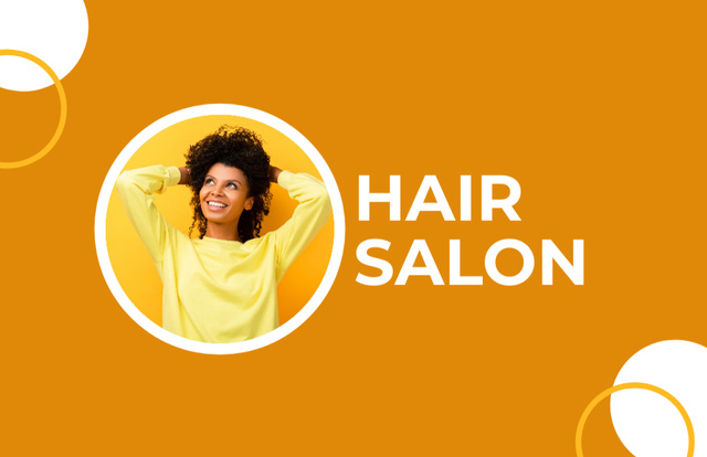 Hair Salon Discount Program on Orange Business Card 85x55mm Tasarım Şablonu