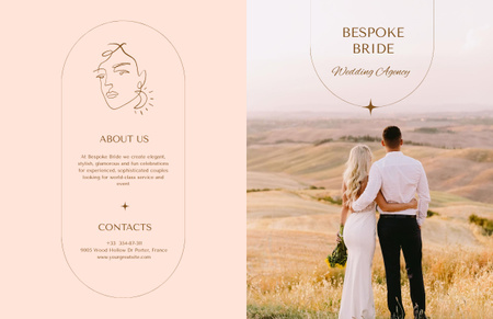 Modèle de visuel Happy Newlyweds on Wedding Day with Flowers Bouquet - Brochure 11x17in Bi-fold