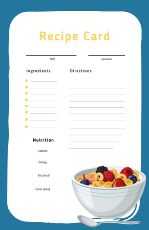 Fruit Soup with Strawberry and Blueberry Recipe Card Design Template