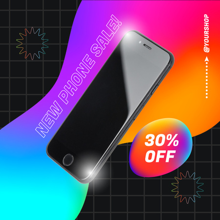 Designvorlage Sale New Black Phones für Instagram AD