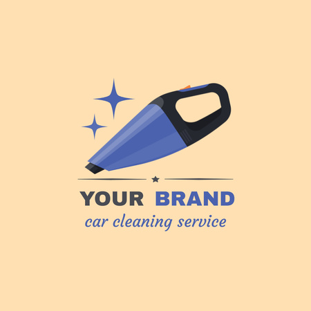 Vacuum Cleaner For Car Wash Service Offer Animated Logo Design Template