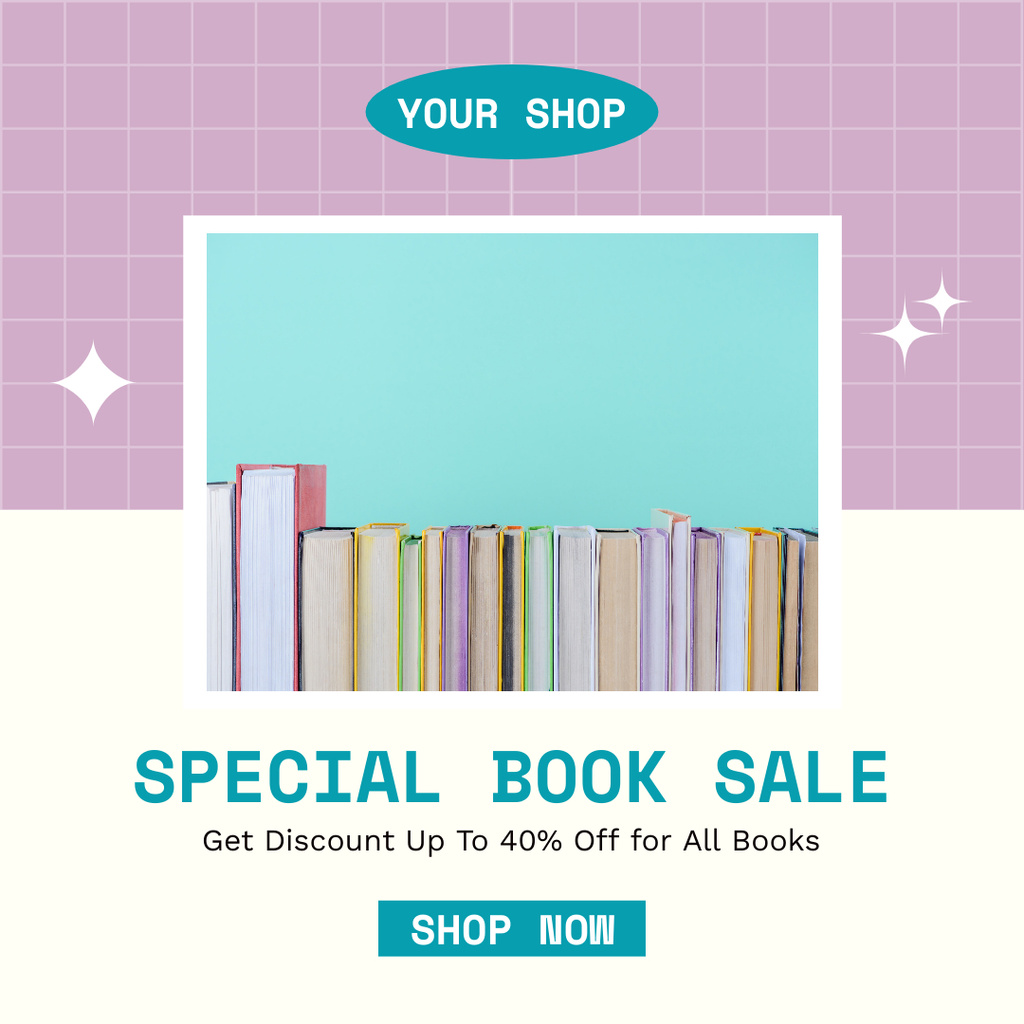 Impressive Book Discount on Purple Instagram – шаблон для дизайна