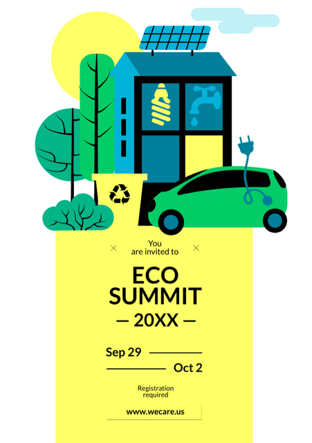 Eco Summit Invitation with Sustainable Green Technologies Flyer A5 Design Template