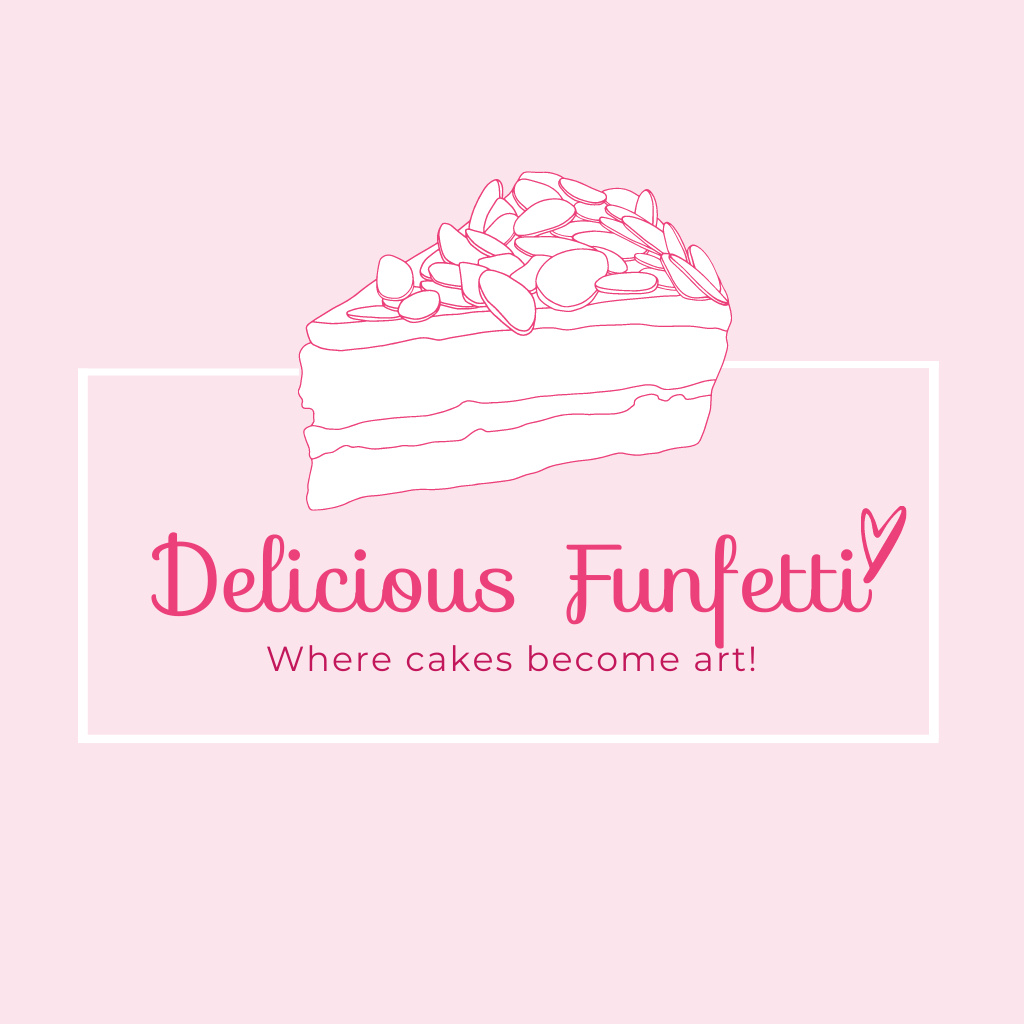 Delicious Cake on Cafe Emblem Logo Design Template