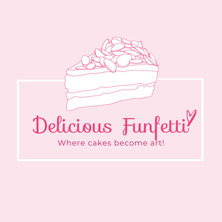 Delicious Cake on Cafe Emblem Logo Design Template