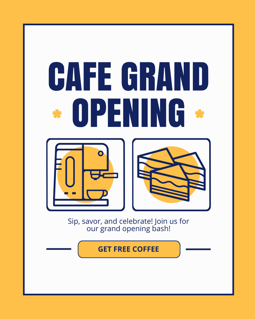 Cafe Grand Opening With Coffee And Cakes Instagram Post Vertical Πρότυπο σχεδίασης