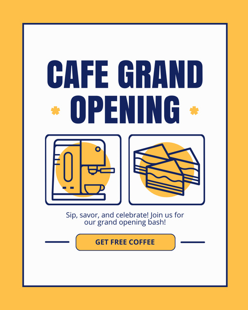 Cafe Grand Opening With Coffee And Cakes Instagram Post Verticalデザインテンプレート