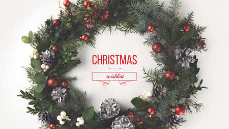 Ontwerpsjabloon van Youtube van Christmas Wish List in Decorated Wreath