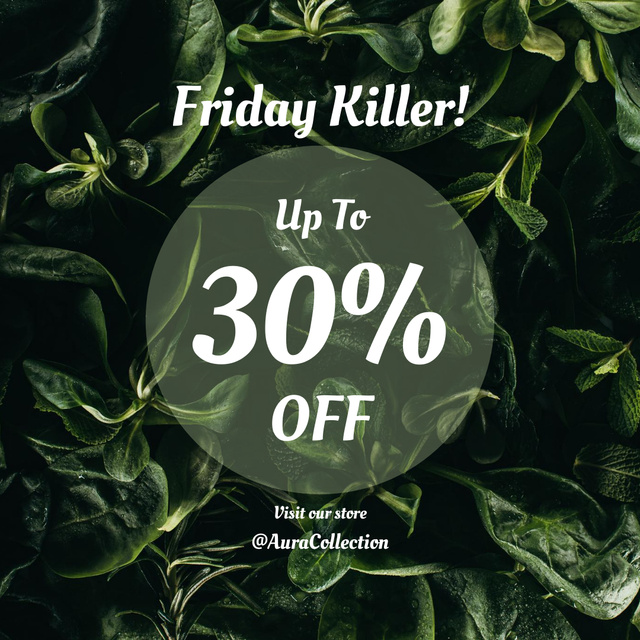 Offer Discounts on Goods on Friday on Greenery Instagram – шаблон для дизайну