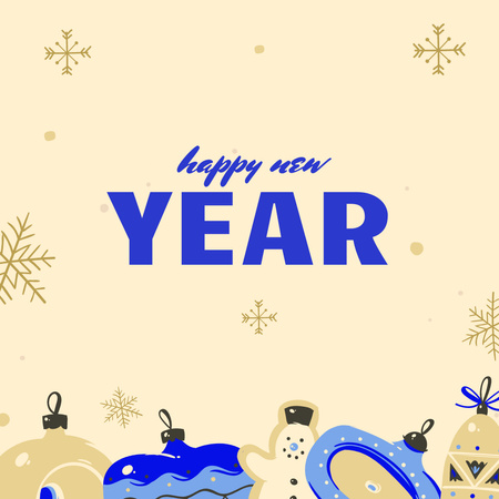 New Year Holiday Greeting with Cute Presents Instagram Design Template