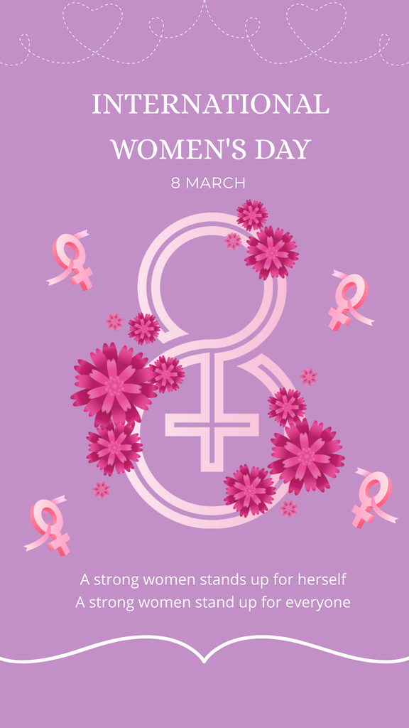 Szablon projektu International Women's Day with Floral Female Sign Instagram Story