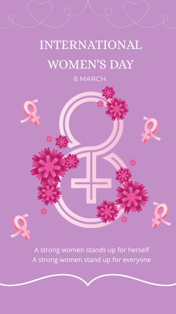 International Women's Day with Floral Female Sign Instagram Story Design Template
